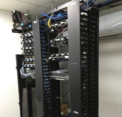 Seamless integration with server racks in a portion of a main distribution frame. Looking great at a commercial property in Santa Monica.