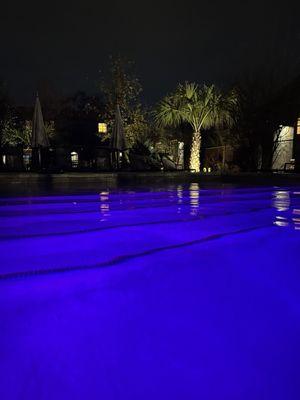 Heated pool at night