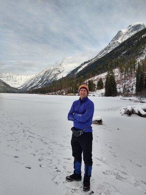 Trout Lake, Glacier National park, early December 2020. Don't laugh at the fanny pack, that's where I carry my 9 mm.