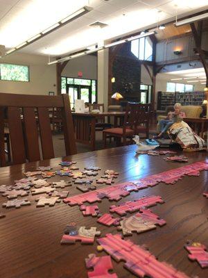 Table with puzzles