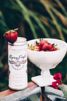 Revive & Soothe flavor with local, organic strawberry, organic green tea, & organic lemongrass.