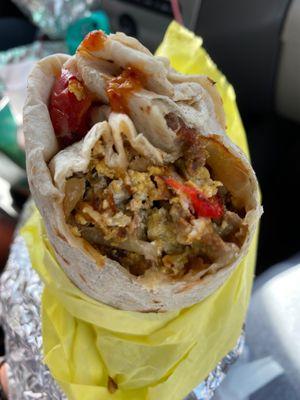 Machaca breakfast burrito