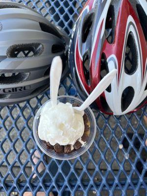 Caramel truffle parfait makes the bike ride here worth it!