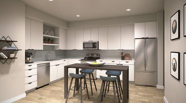 Kitchen with island and stainless steel appliances