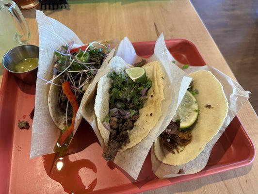 chimichurri, carne asade, and carnitas