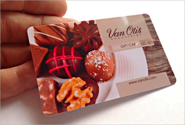 Full color gift cards printed for our confectionary company.