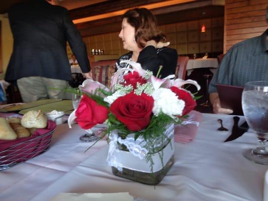 Floral Centerpiece on Restaurant Dining Table