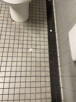 Bathroom stall under the toilet paper