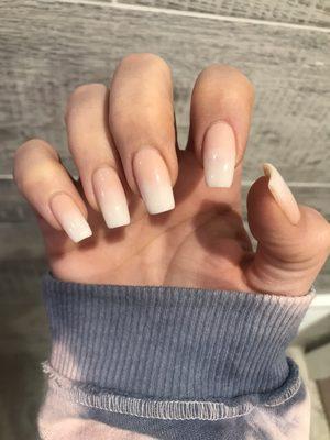 Powder Dip: Nude with off white ombré