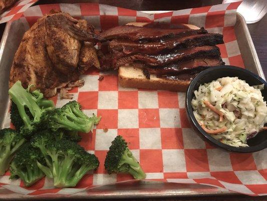 Pick 2 meal. Brisket and chicken.  Brisket was ok. Their BBQ sauce tasted like tomato sauce.  Chicken didn't have a whole lot of flavor