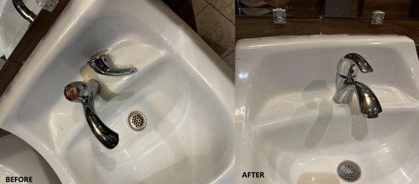 New commercial Faucet replaced.