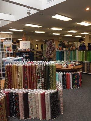 Great shop, tons of fabric and very friendly staff.  Holiday stuff right up front. Tons new fabric. Sale tags on bolt fabric.