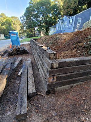 Install Railroad Ties (Retainer Walls)