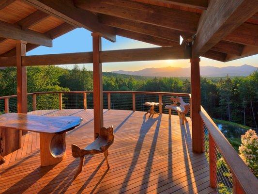 CableRail Kits in award-winning wood deck frame in Stowe, VT deck