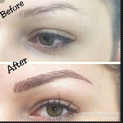 Microblading-3D Hair strokes to create the illusion of natural brow hairs.