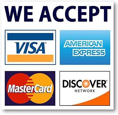 We Accept All Credit Cards