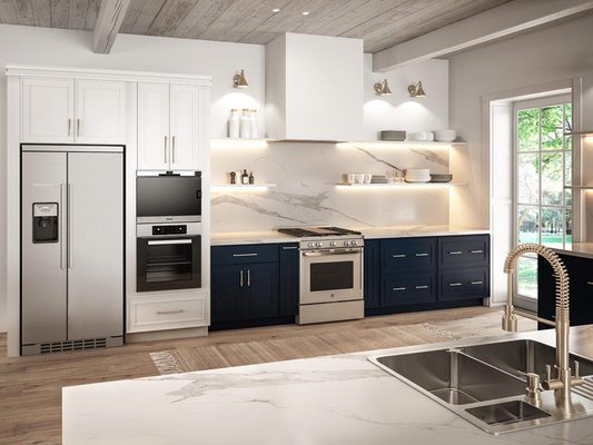 Elegant Shaker White and Elegant Shaker Navy Cabinets