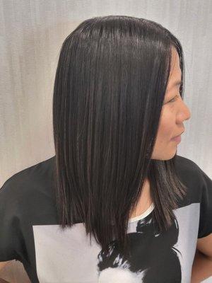 Keratin treatment on wavy, coarse textured hair