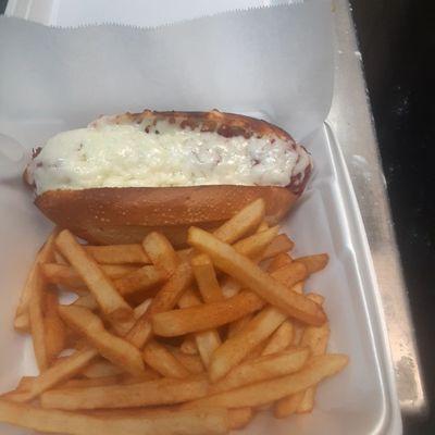 A chicken parmesan sub