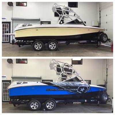 2008 Super Air Nautique before/after marine vinyl wrap