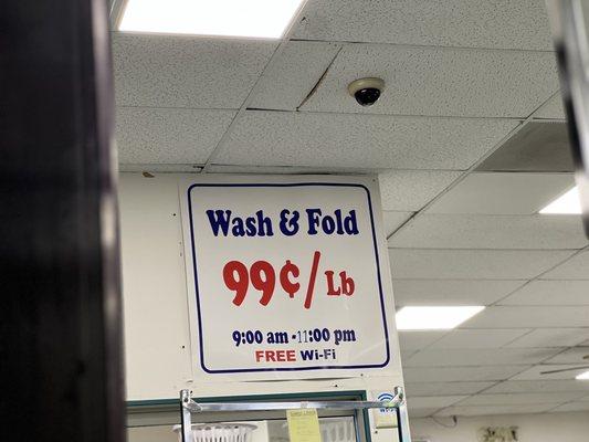 Wash and fold in service until 11:00pm