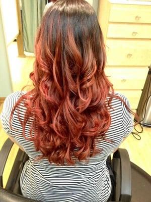 Red ombre color applications with Organic Color Systems