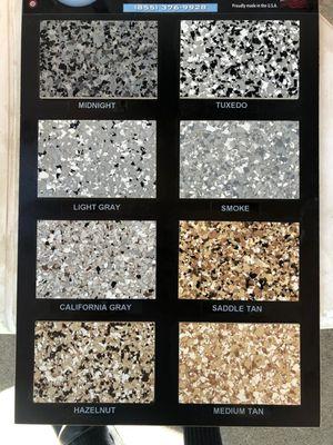 Sample board of the many colors we provide, custom colors available too.