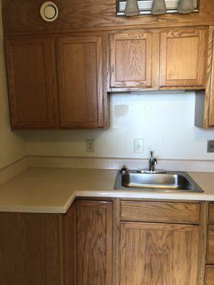 Outdated & stained cabinets