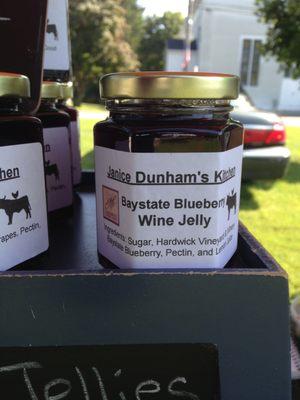 Baystate Blueberry Wine Jelly... It is like a blueberry pie filling in a jar with an adult kick (Minus the alcohol)