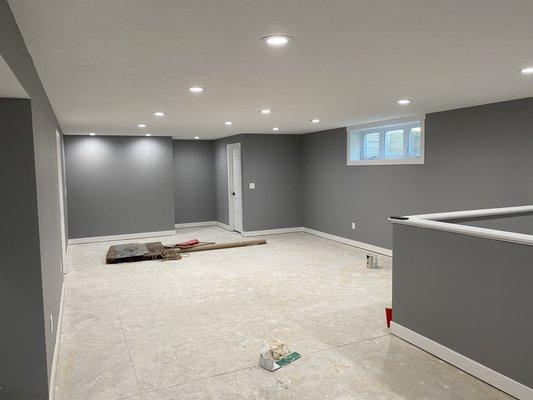 We framed out this basement. We installed al doors, we hung, finished, and painted this beautiful basement