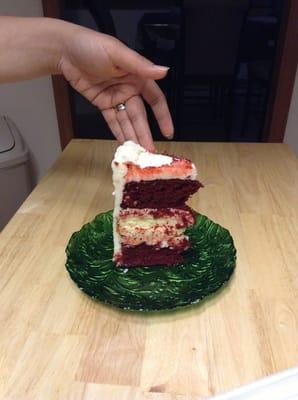 Red Velvet Cheese Cake cake. The name says it all! Must try!