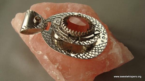 Sterling Silver pendant with Smokey Quartz and Citrine Called "Heavens Door" http://www.sweetwhispers.org/catalog/i611.html