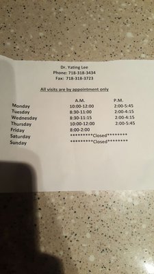 This is the new hours and times.