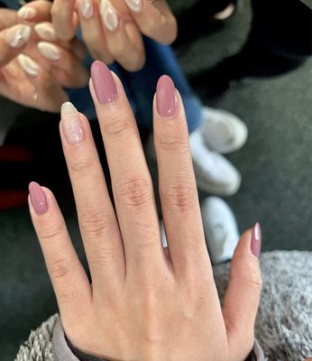 Regular manicure with highlighted ring finger