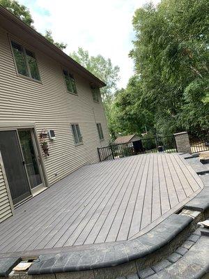 Composite deck with stone steps