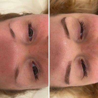 Before and After of micro blading here at KM Salon