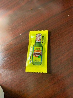 Photo of the "salsa" included. It is a hot sauce packet, not something that one would expect at a place called "La Roca"