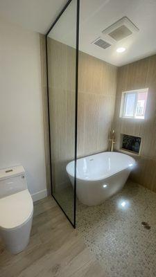 Bathroom redo with glass