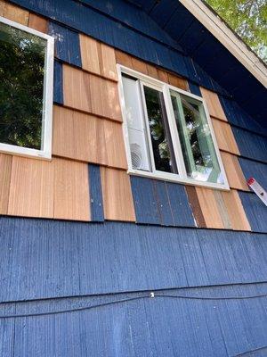 Difficult to find raked cedar siding.