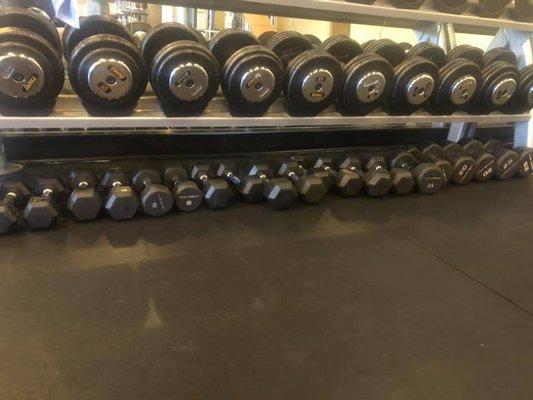 Variety of dumbbell weights