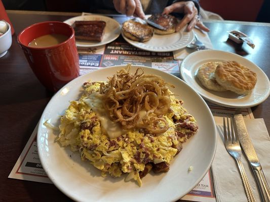 Cajun corned beef scramble  w/ biscuit