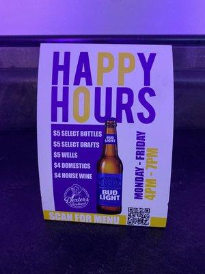 Happy hour menu