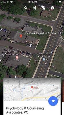 1st Overhead Googlemaps view of Psychology & Counseling Associates, PC, 2091 E High St, Pottstown, PA 19464.