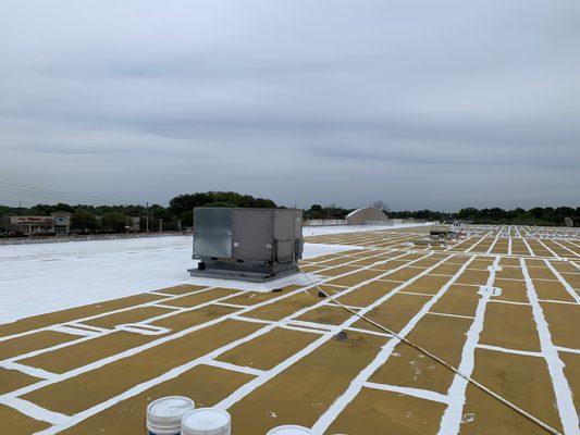 Partial completion Silicone Roof System