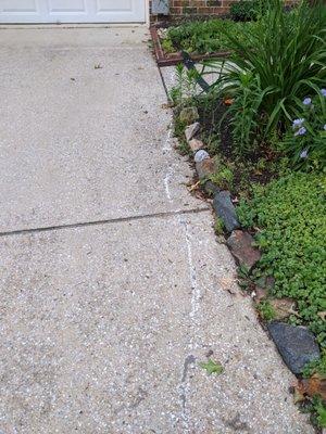 Dripped paint down our sidewalk and driveway, then covered it with dirt instead of telling us