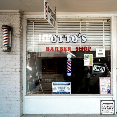 Exterior of Otto's BarberShop in the Old Town of Brenham, TX.  Inside is a ClassicBarbershop barely touched since the 1960’s!