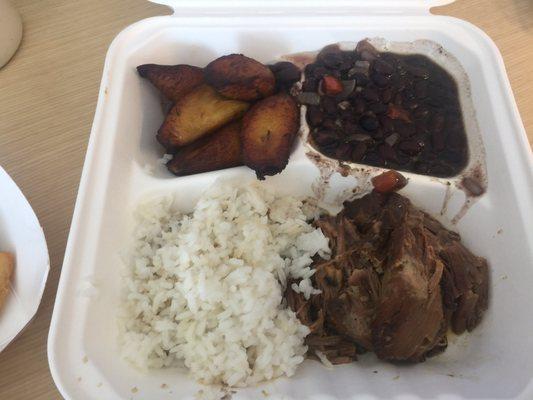 Pulled pork lunch entree with plantains