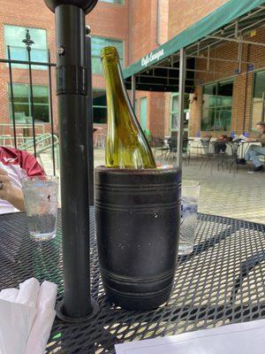 Bottle of wine on the patio