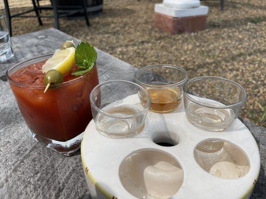 Flight of 3 tasters $8 and a Bloody Mary $10