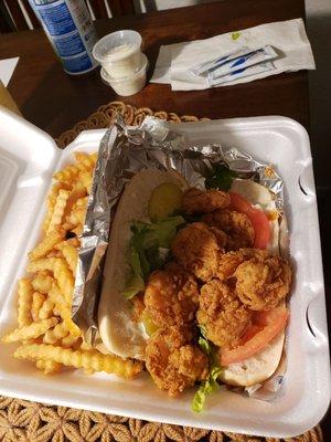 Shrimp Po' Boy with fries